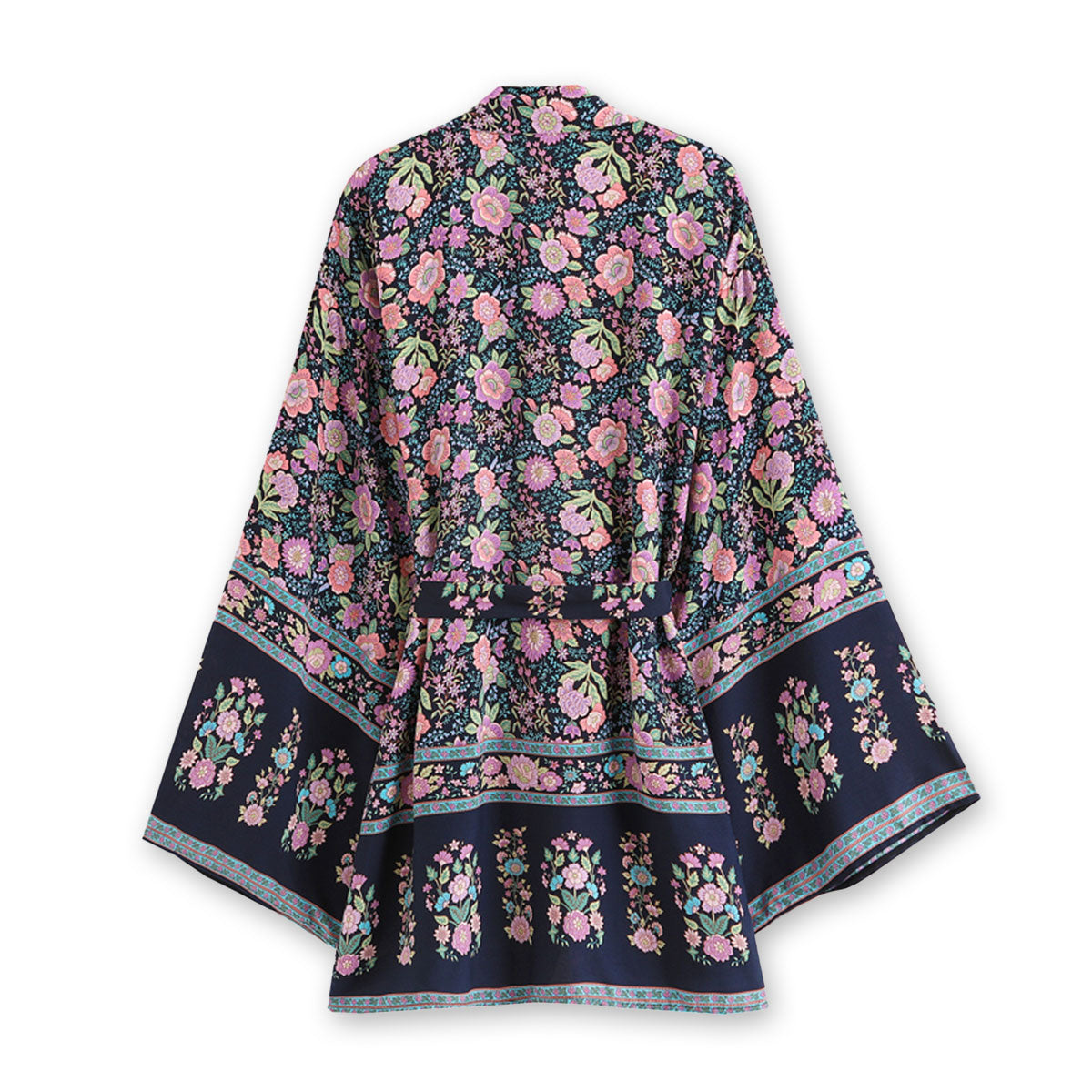 Pink Lavender Floral Print Short Boho Robe