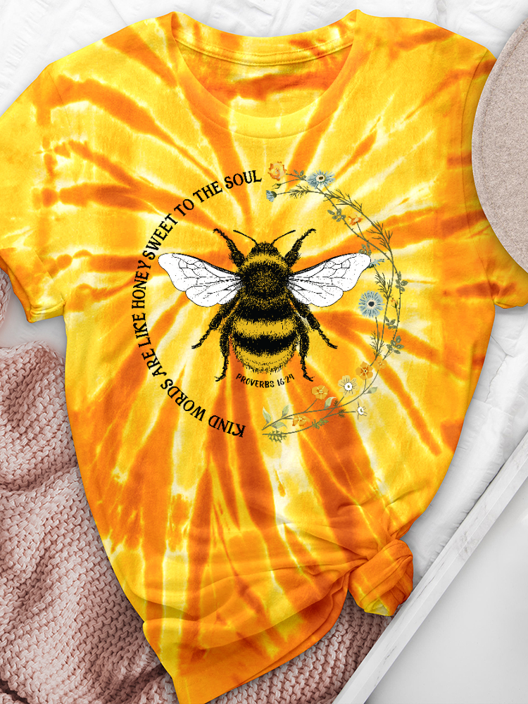 Kind Words Like Honey Tie-Dye Crew Neck T-Shirt