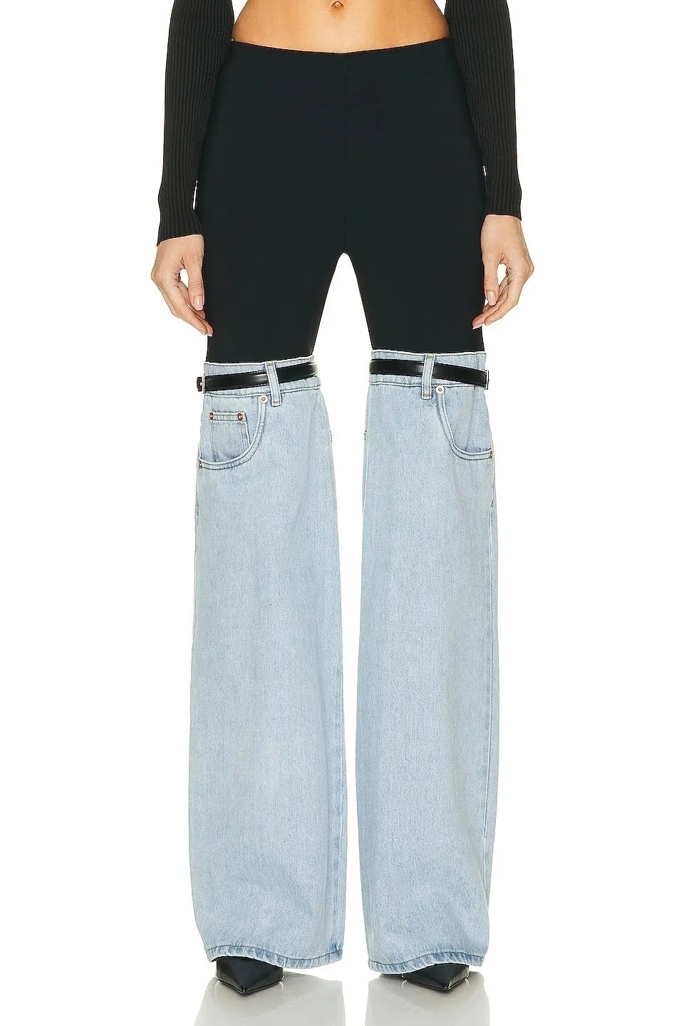 Luxury Haute Couture Thigh Jeans with Elastic Waist