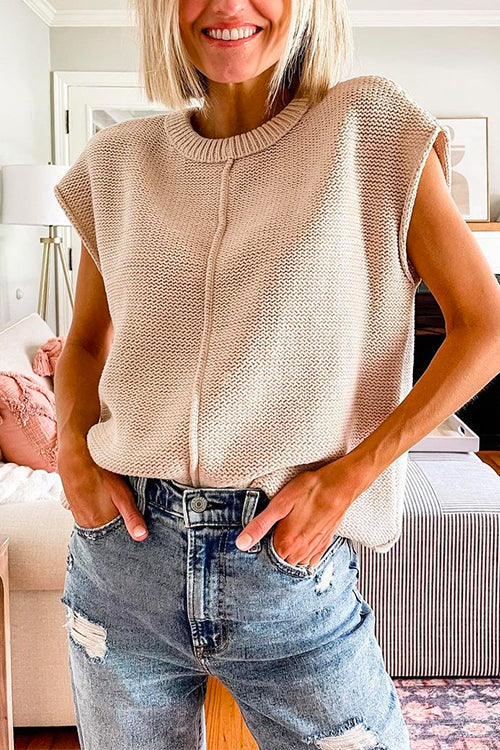 Trixiedress Crewneck Cap Sleeves Pullover Sweater